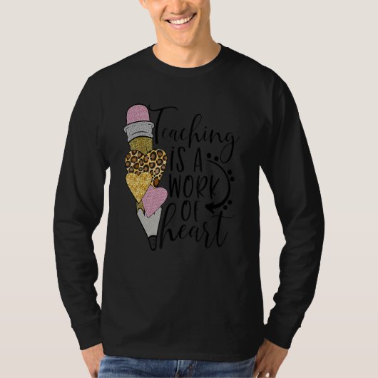 Valentines Day Teaching Is A Work Of Heart Leopard T-shirt (Voorkant)
