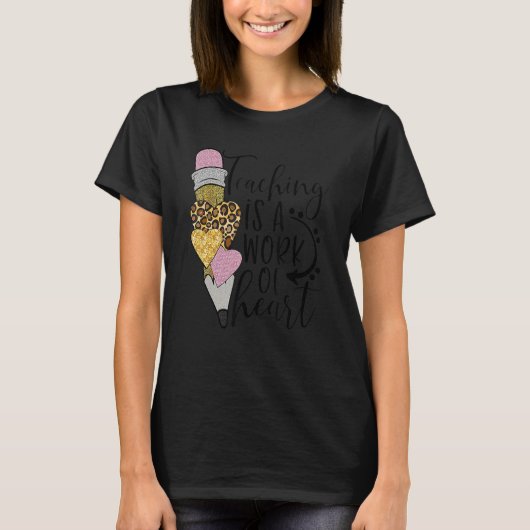 Valentines Day Teaching Is A Work Of Heart Leopard T-shirt (Voorkant)