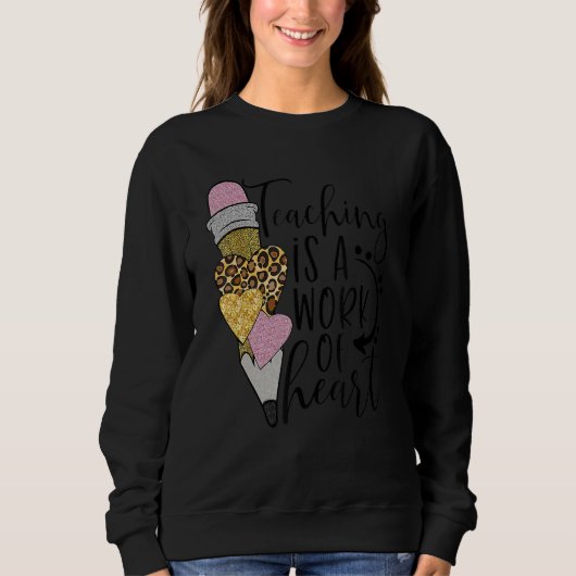 Valentines Day Teaching Is A Work Of Heart Leopard Trui (Voorkant)