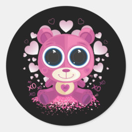 Valentine's Day Teddy Bear  Ronde Sticker