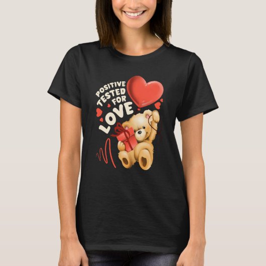 Valentine's day teddy bear with heart balloon t-shirt (Voorkant)