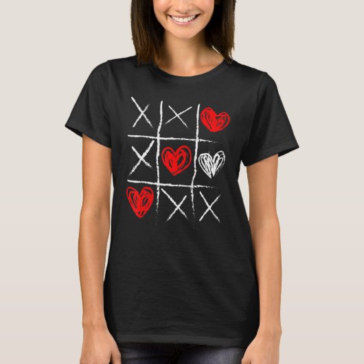 Valentine's Day Tic Tac Toe Valentine Cute Heart T-shirt (Voorkant)