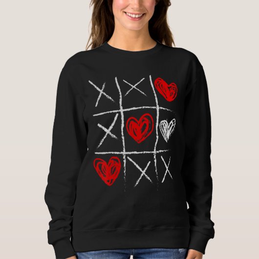 Valentine's Day Tic Tac Toe Valentine Cute Heart Trui (Voorkant)