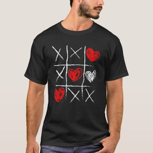 Valentine's Day Tic Tac Toe Valentine Funny Cute H T-shirt (Voorkant)