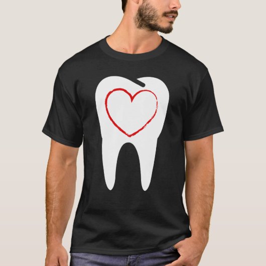 Valentines Day Tooth Heart Cute Teeth Dental Denti T-shirt (Voorkant)
