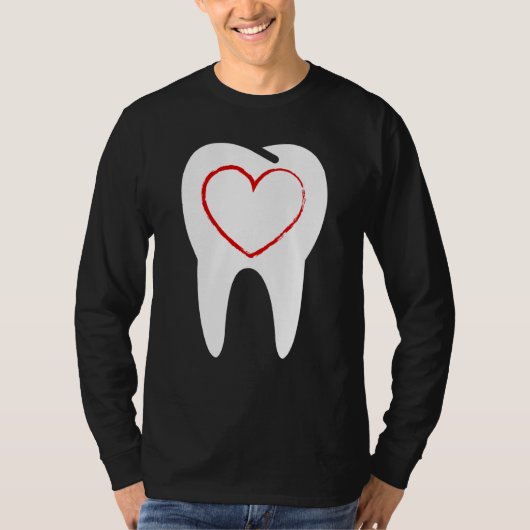 Valentines Day Tooth Heart Cute Teeth Dental Denti T-shirt (Voorkant)