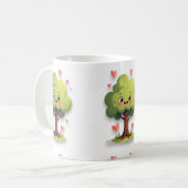 Valentine's Day Tree Red Hearts Mugs Koffiemok (Voorkant links)