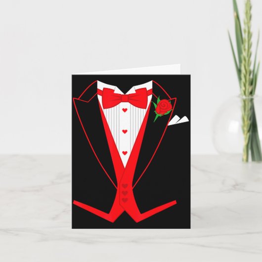Valentine's Day Tuxedo Red Bow Tie Costume For Guy Kaart (Voorkant)