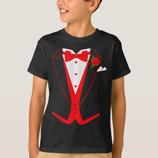 Valentine's Day Tuxedo Red Bow Tie Costume For Guy T-shirt (Voorkant)