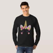 Valentine's Day Unicorn Face Hearts Cute Matching T-shirt (Voorkant volledig)
