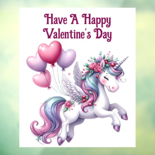  Valentine's Day Unicorn Window Cling Raamsticker (Vel 3)