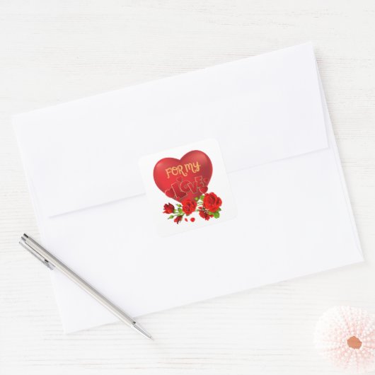 Valentine's Day Vierkante Sticker (Envelop)