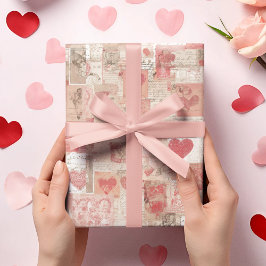 Valentine's Day Vintage Letters Wrapping Paper  Cadeaupapier