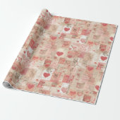 Valentine's Day Vintage Letters Wrapping Paper  Cadeaupapier (Uitgerold)