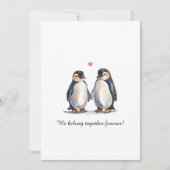 Valentines Day Watercolor Penguins And Photo Feestdagenkaart (Voorkant)
