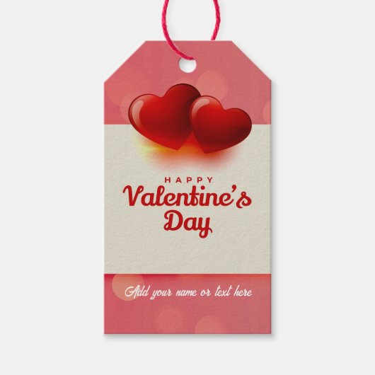 Valentine's Day With Red Hearts - Romantic Love Cadeaulabel (Voorkant)