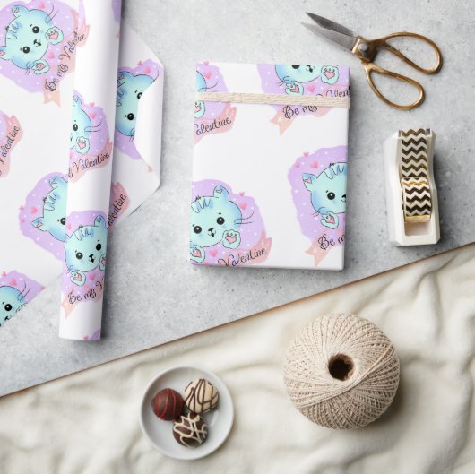 Valentine's Day Wrapping Paper Cat Kitten Love Cadeaupapier (Crafts)