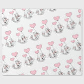 Valentine's Day Wrapping Paper Cat Pink Hearts Cadeaupapier (Vlak)