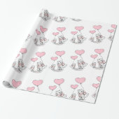 Valentine's Day Wrapping Paper Cat Pink Hearts Cadeaupapier (Uitgerold)