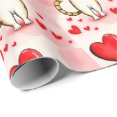 Valentine's Day Wrapping Paper Cat Red Hearts Cadeaupapier (Rol Hoek)