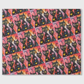 Valentine's Day Wrapping Paper Cats Hearts Cadeaupapier (Vlak)