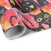 Valentine's Day Wrapping Paper Cats Hearts Cadeaupapier (Rol Hoek)