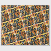 Valentine's Day Wrapping Paper Dog Red Hearts Cadeaupapier (Vlak)