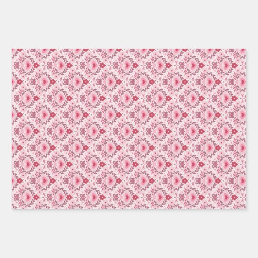 Valentines Day Wrapping Paper Flat Sheet Set of 3  (Voorkant 3)