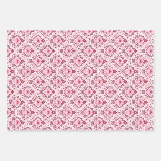 Valentines Day Wrapping Paper Flat Sheet Set of 3  (Voorkant 2)