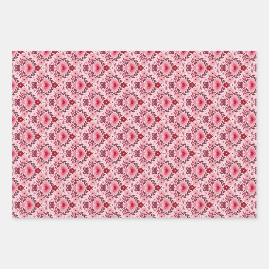 Valentines Day Wrapping Paper Flat Sheet Set of 3 (Voorkant 3)