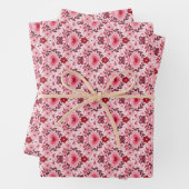 Valentines Day Wrapping Paper Flat Sheet Set of 3 (In situ)