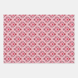 Valentines Day Wrapping Paper Flat Sheet Set of 3