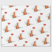Valentine's Day Wrapping Paper Foxy Love Hearts Cadeaupapier (Vlak)