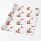 Valentine's Day Wrapping Paper Foxy Love Hearts Cadeaupapier (Uitgerold)