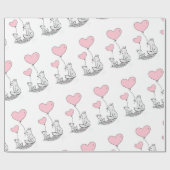 Valentine's Day Wrapping Paper Foxy Pink  Hearts Cadeaupapier (Vlak)
