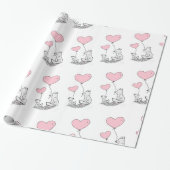 Valentine's Day Wrapping Paper Foxy Pink  Hearts Cadeaupapier (Uitgerold)