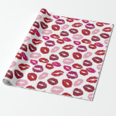 Valentine's Day Wrapping Paper | Kisses Pattern Cadeaupapier (Uitgerold)