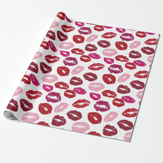 Valentine's Day Wrapping Paper | Kisses Pattern Cadeaupapier (Uitgerold)
