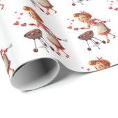 Valentine's Day Wrapping Paper Lady Red Hearts Cadeaupapier (Rol Hoek)