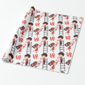 Valentine's Day Wrapping Paper Love Ladder Hearts Cadeaupapier (Uitgerold)