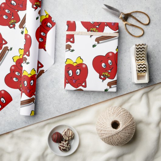 Valentine's Day Wrapping Paper Red Hearts Couple Cadeaupapier (Crafts)