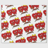 Valentine's Day Wrapping Paper Red Hearts Couple Cadeaupapier (Vlak)