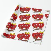 Valentine's Day Wrapping Paper Red Hearts Couple Cadeaupapier (Uitgerold)