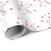 Valentine's Day Wrapping Paper Umbrella Red Hearts Cadeaupapier (Rol Hoek)