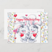 Valentines Easter Bunnies Briefkaart (Voorkant / Achterkant)