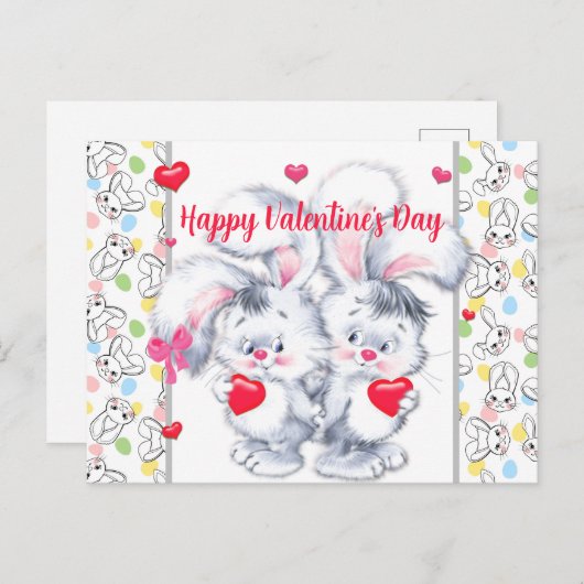 Valentines Easter Bunnies Briefkaart (Voorkant / Achterkant)