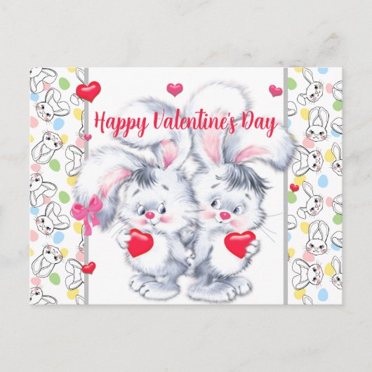 Valentines Easter Bunnies Briefkaart (Voorkant)