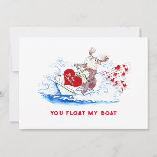 Valentines eland op jetski 5x7 platte vakantiekaar feestdagenkaart