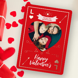 Valentine's Family Photo Heart and Love Red Pink Folie Uitnodiging
