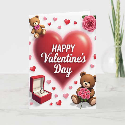 Valentines Faux Gold Foil Card Kaart (Voorkant)